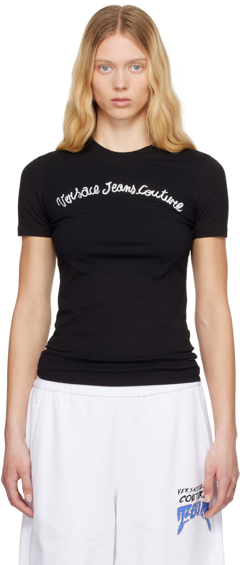 Majica kratkih rukava Versace Versace Jeans Couture Logo T-Shirt Crna | E78HAHC08_ECJ02C
