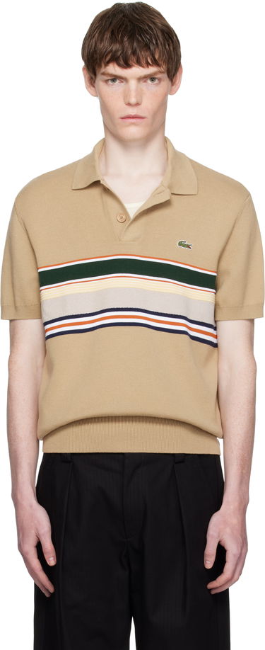 Polo majica Lacoste Lacoste Striped Collar Polo Bež | AH5200_9IJ, 0