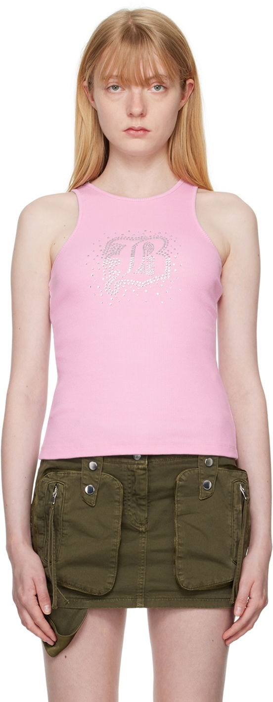 Majica bez rukava Blumarine Blumarine Crystal Tank Top Ružičasta | P444T027A