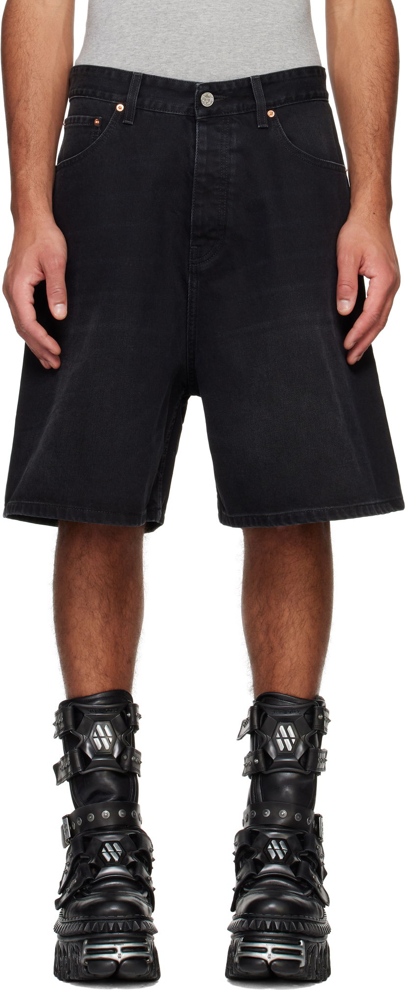 Kratke hlače VETEMENTS Vetements Button-Fly Denim Shorts Crna | UA66SS500B
