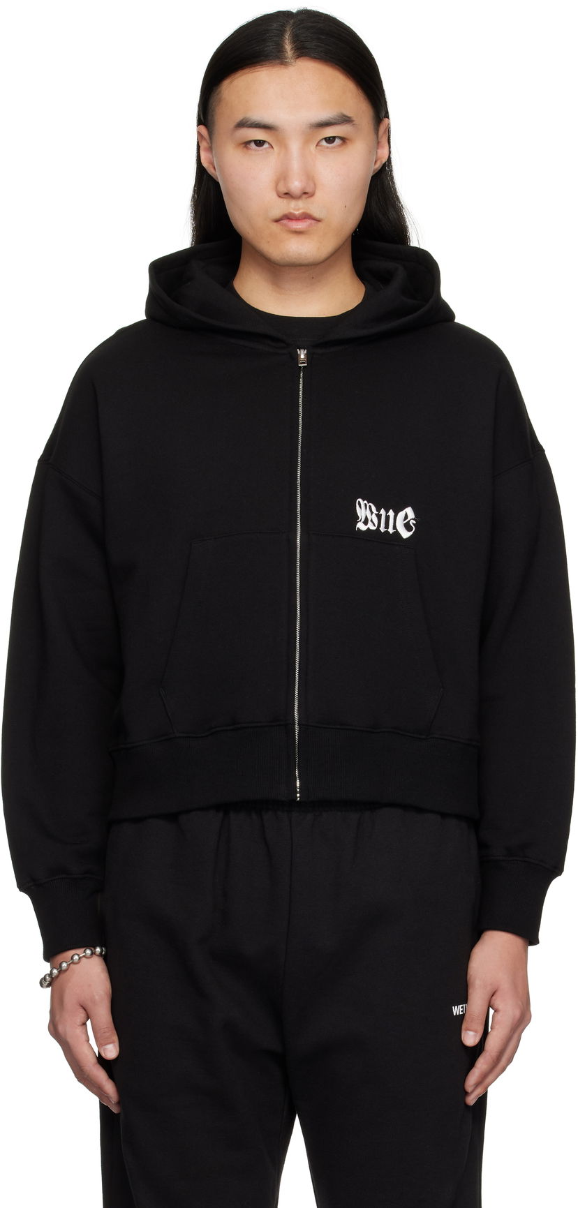 Dukserice We11done We11done Logo Zip-Up Hoodie Crna | WD-TJ0-25-815-U-BK