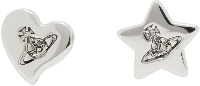 Naušnice Vivienne Westwood Priscilla Heart And Star Earrings Bijela | 6201033B-02P157-FJ