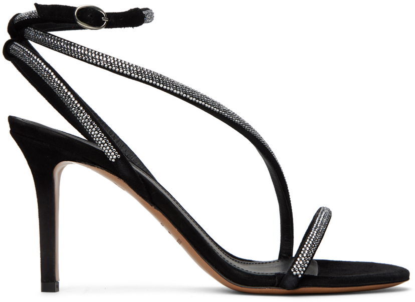 Tenisice i cipele ISABEL MARANT Isabel Marant Atria Rhinestone-Embellished Strappy Heeled Sandals Crna | 22HSD1032-22H003S