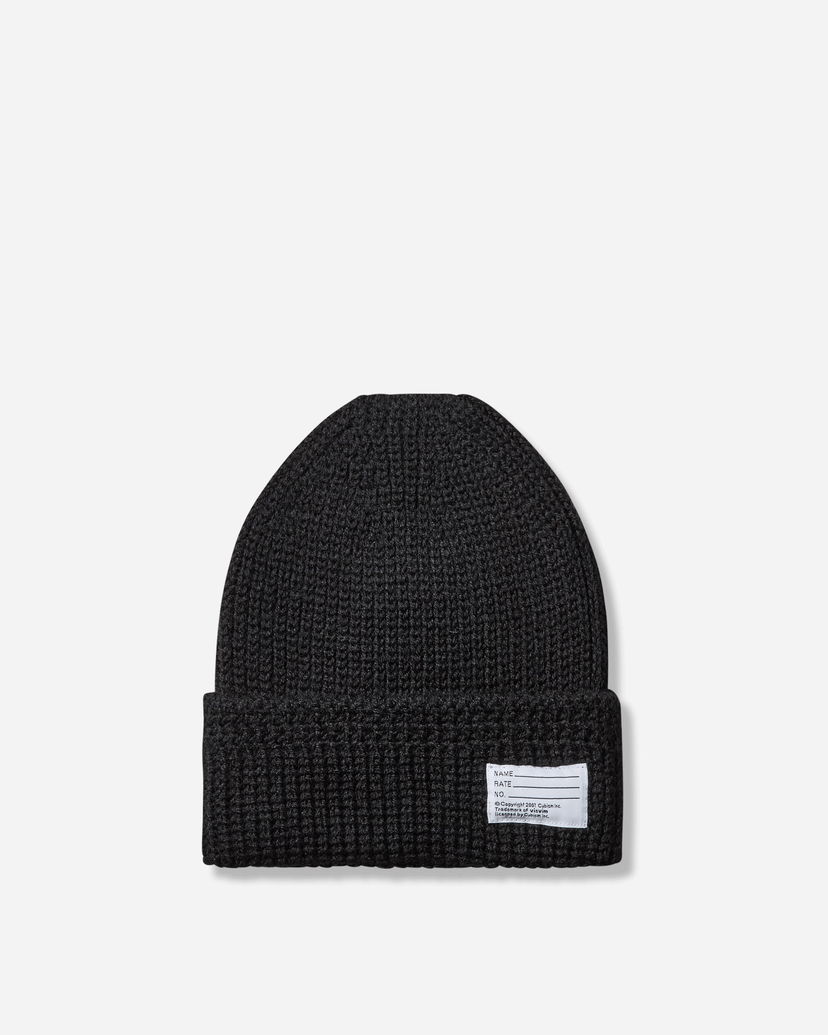 Kapica visvim Ribbed Knit Wool Beanie with Text Label Crna | 0125203003010 1