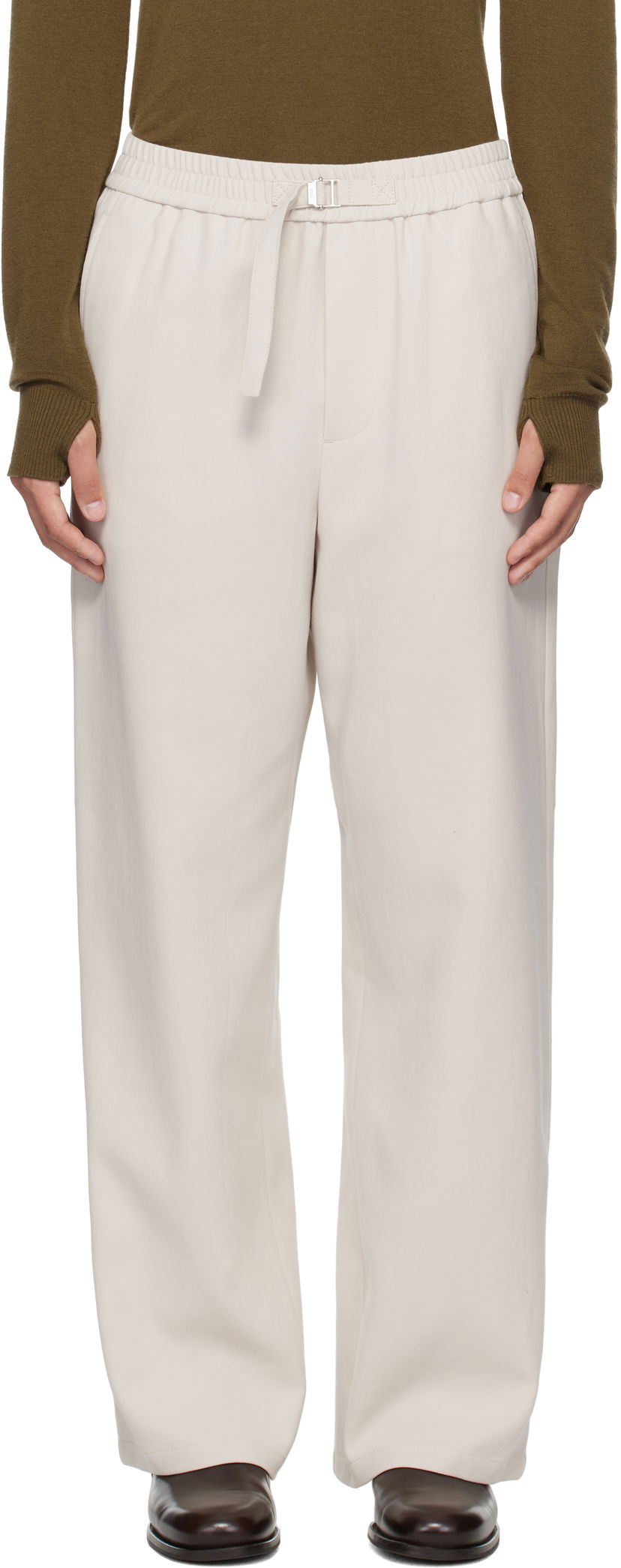 Hlače AMI AMI Paris Elasticated Trousers Bež | HTR214.CO0106