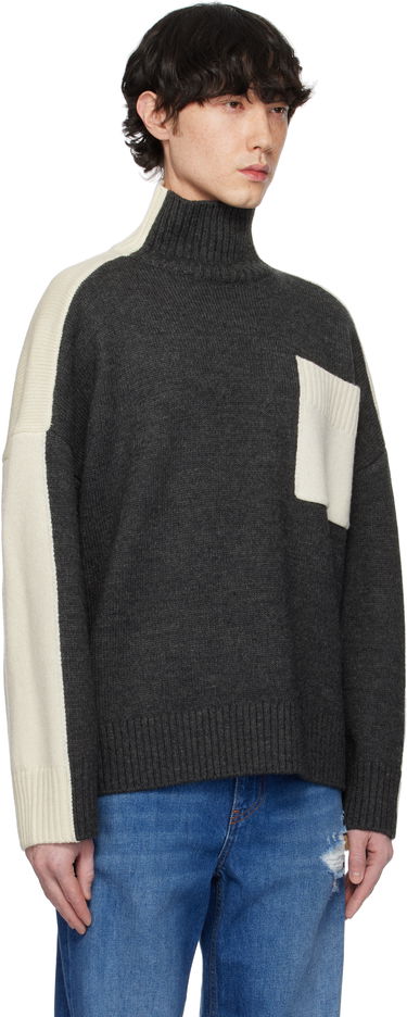 Džemper JW Anderson JW Anderson Dual Tone Turtleneck with Patch Pocket Siva | KW1308-YN0367, 1