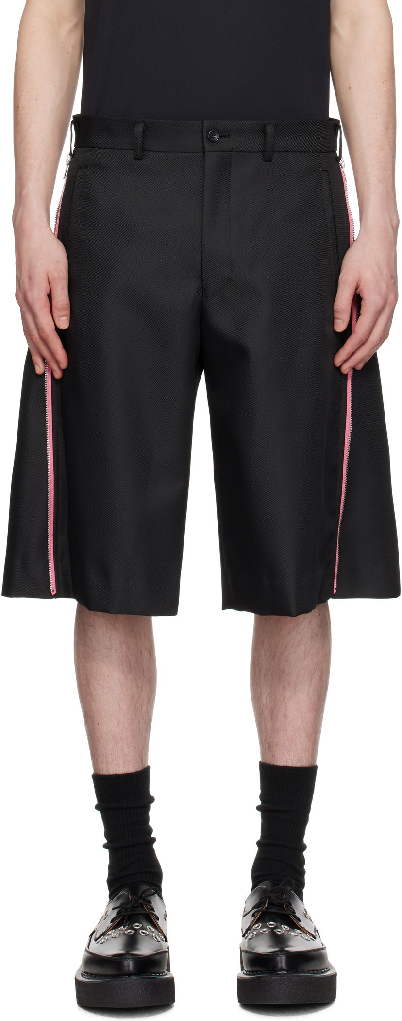 Kratke hlače Comme des Garçons Homme Plus Gabardine Zip Shorts Crna | PO-P049-051