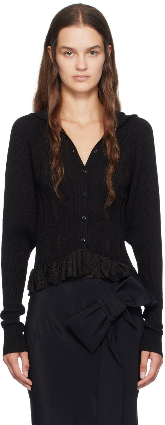 Džemper Simone Rocha Simone Rocha Plaited Tinsel Hooded Cardigan Crna | HMK34 0624