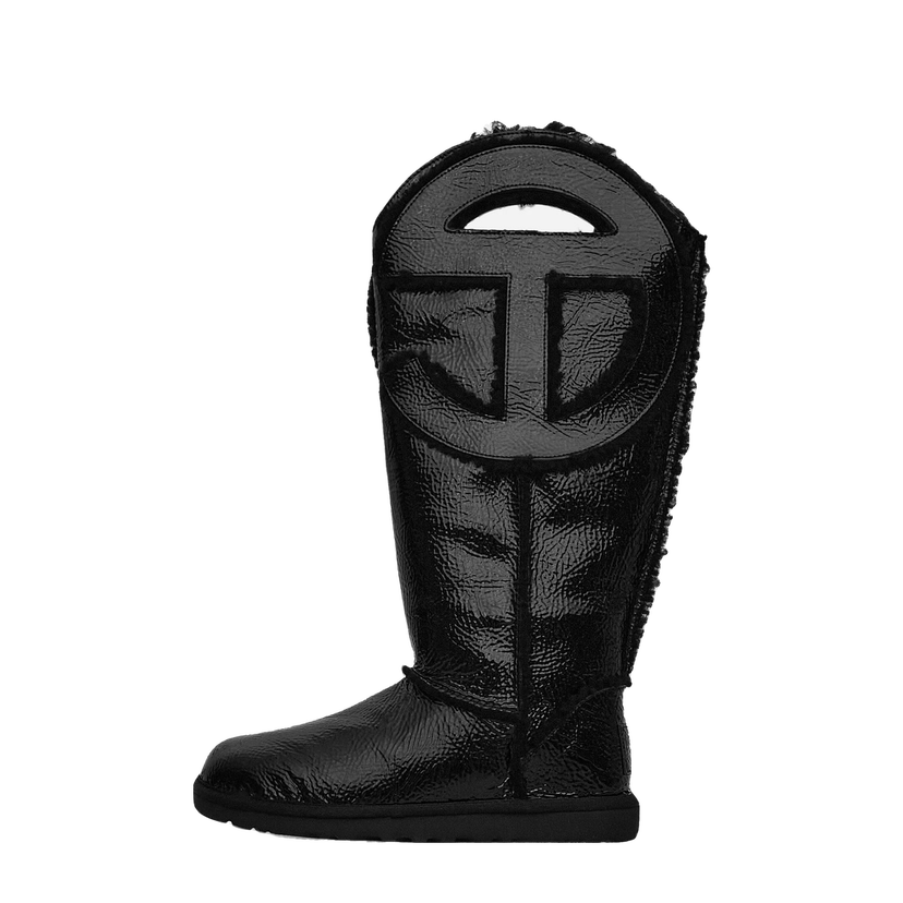 Tenisice i cipele UGG Telfar Logo Tall Crinkle Leather Boots Black Crna | 1155871 BLK