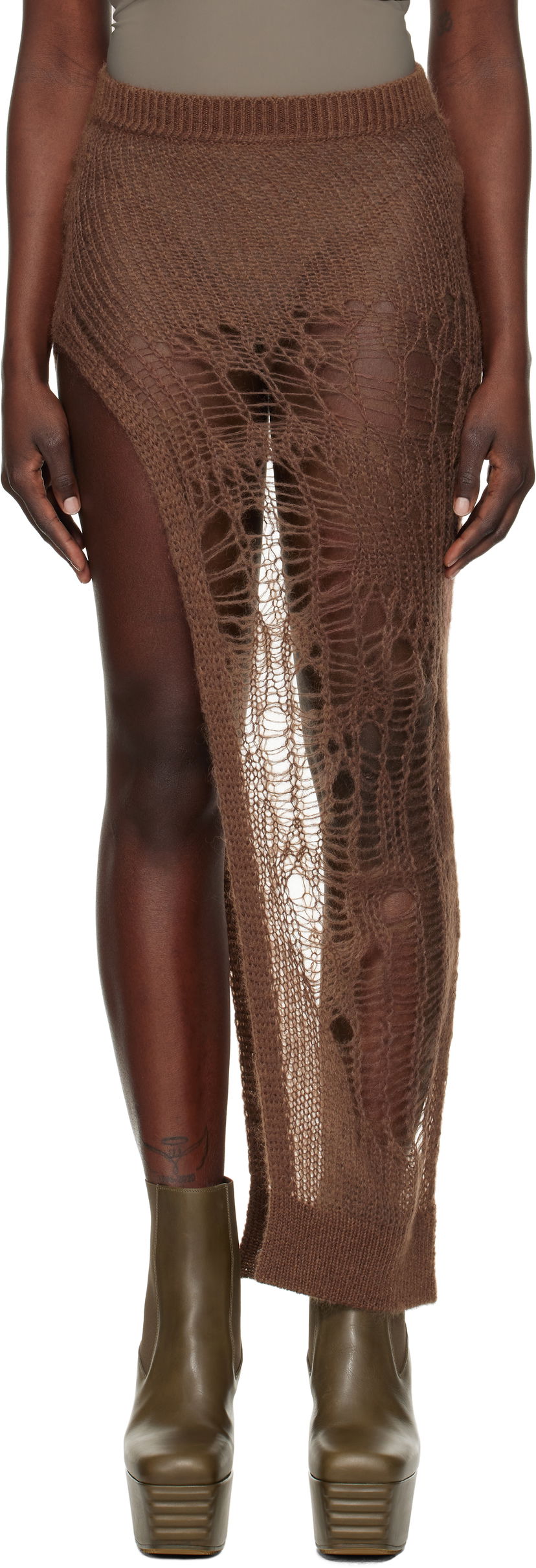 Suknja Rick Owens Rick Owens Hollywood Spider Ziggy Maxi Skirt Smeđa | RP01E7605 KNETMH