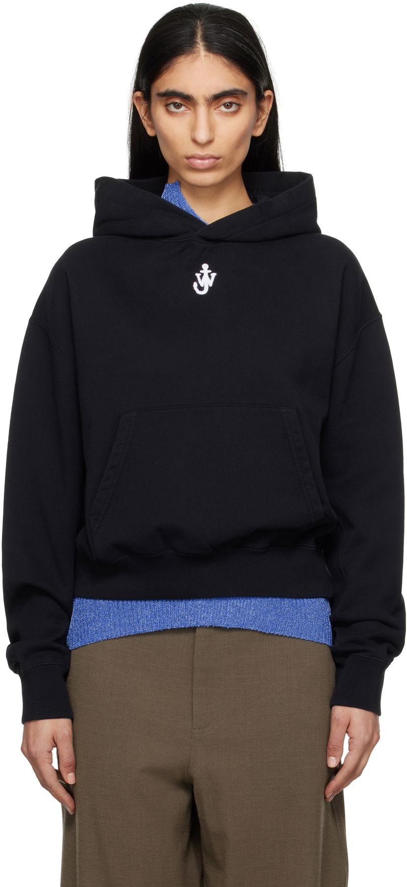 Dukserice JW Anderson JW Anderson Anchor Logo Cropped Hoodie Crna | JW0216-PG1719