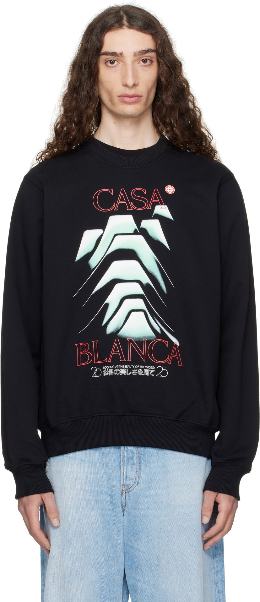 Dukserice Casablanca Casablanca Frosty Mountain Graphic Sweatshirt Crna | MPF25-JTP-293-05