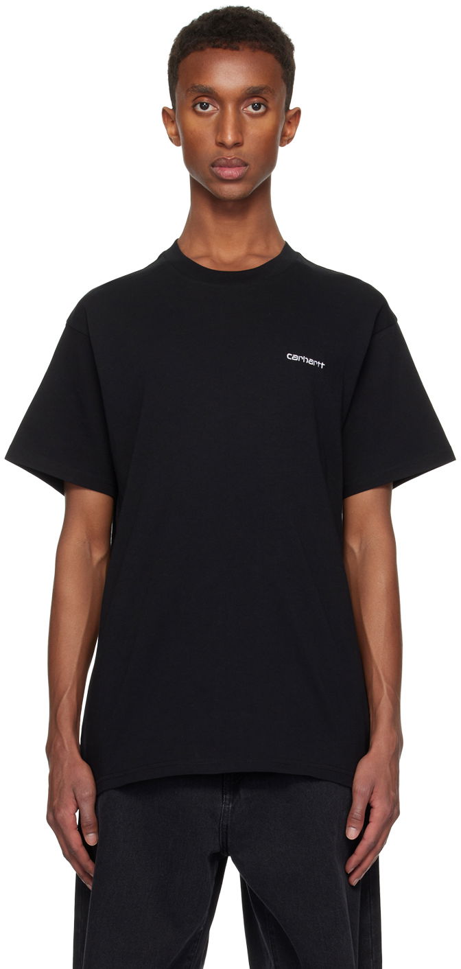 Majica kratkih rukava Carhartt WIP Black Embroidered Logo T-Shirt Crna | I030435