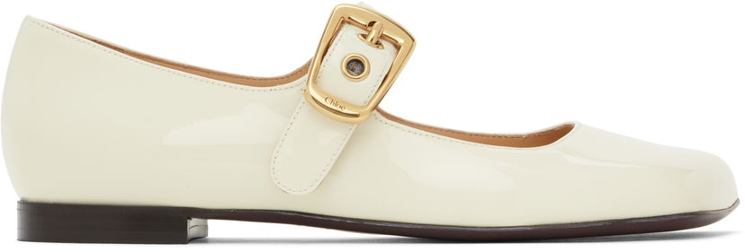 Tenisice i cipele CHLOÉ Polly Patent Leather Ballerina Flats Bijela | CHC24W07BOR