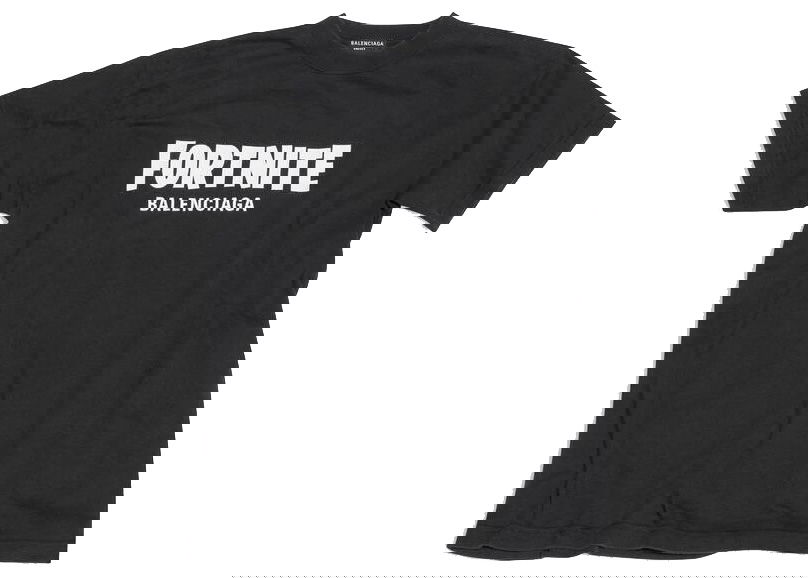 Majica kratkih rukava Balenciaga FORTNITE©2021 x Medium Fit T-shirt Black/White Crna | 612966TLVO31070