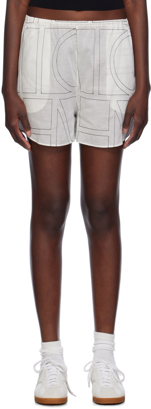 Kratke hlače TOTEME TOTEME Monogram Print Shorts Bijela | 243-WRB1141-FB0239