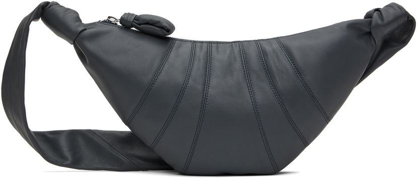 Torba oko struka LEMAIRE LEMAIRE Small Croissant Leather Shoulder Bag Plava | BG0003 LL095