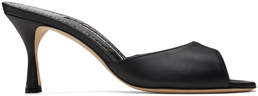 Dodaci Manolo Blahnik Manolo Blahnik Jadarona Leather Heeled Mules Crna | 121-1461