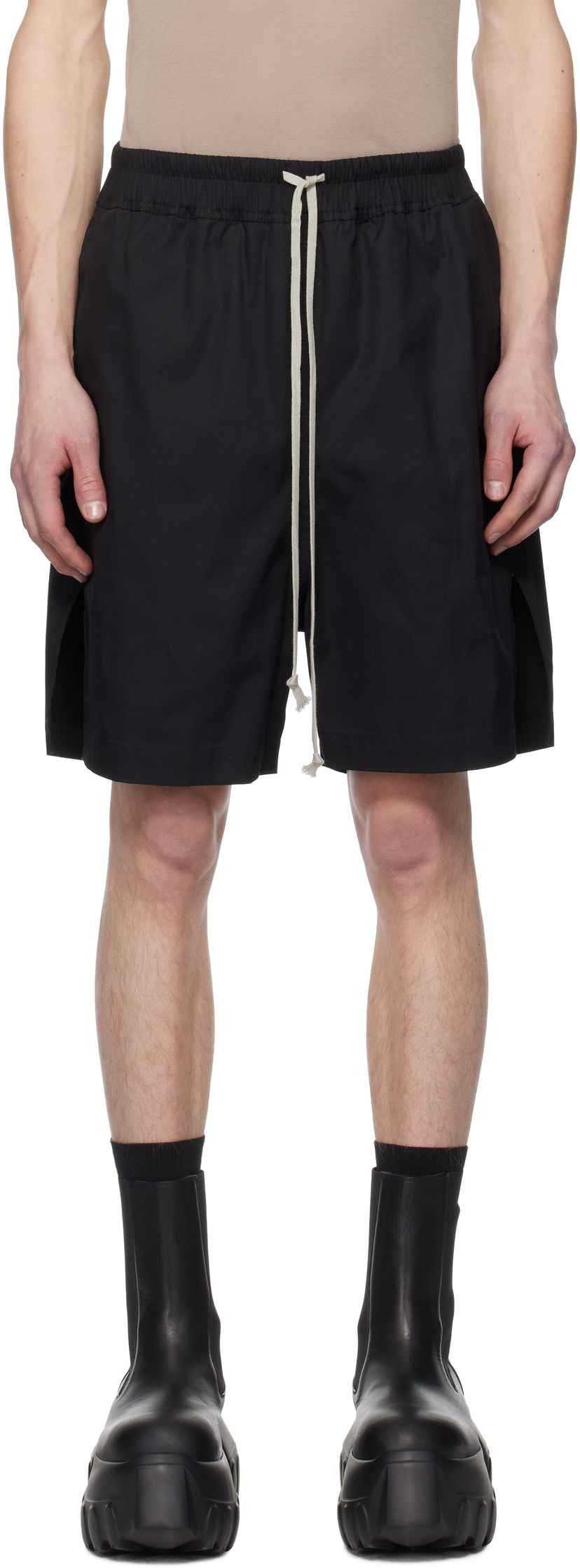 Kratke hlače Rick Owens Rick Owens Hollywood Boxer Shorts Crna | RU01E5397 TE