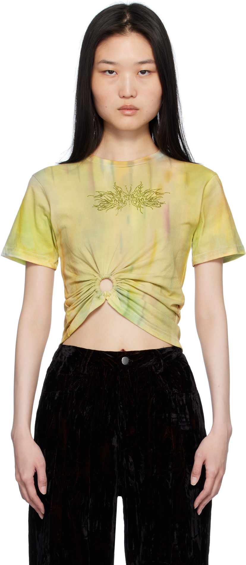 Crop top Collina Strada Collina Strada Tie-Dye Ring Cropped T-Shirt Žuta | XX3380