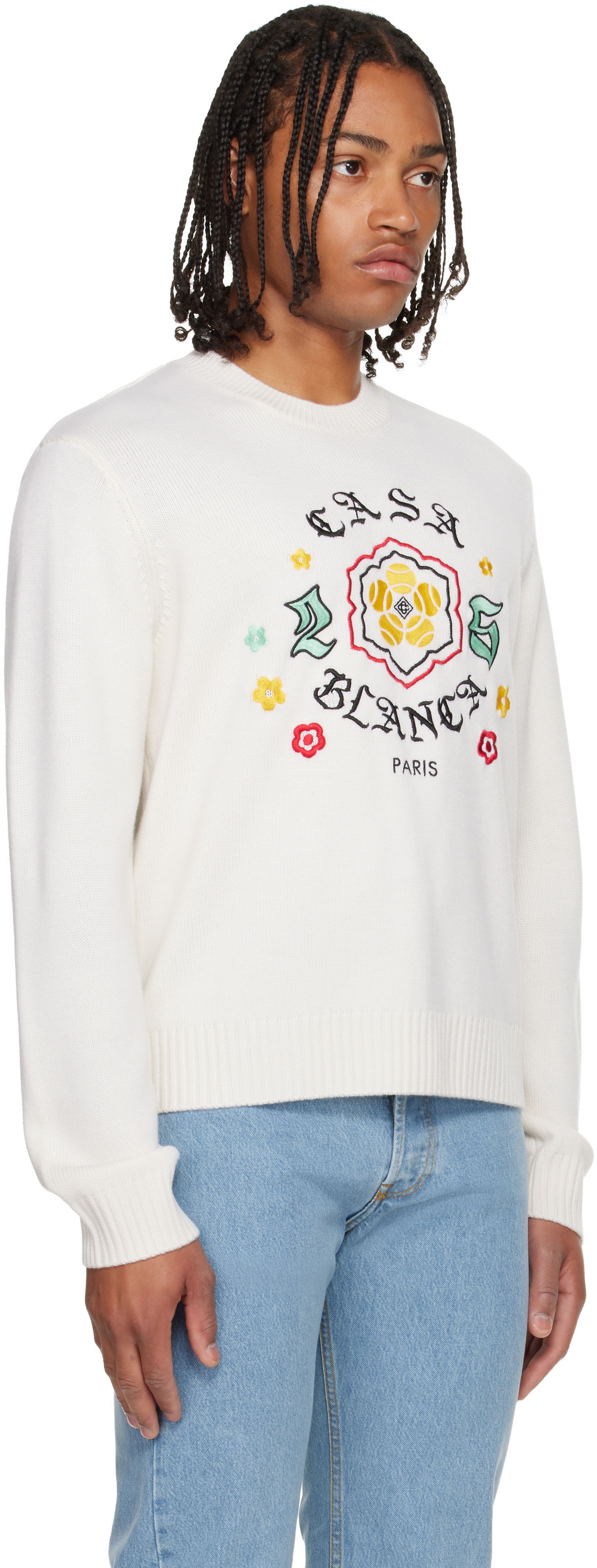 Džemper Casablanca Casablanca Emblem Merino Knit Crew Neck Sweater Bijela | M-AW25-KW-1105-01, 1