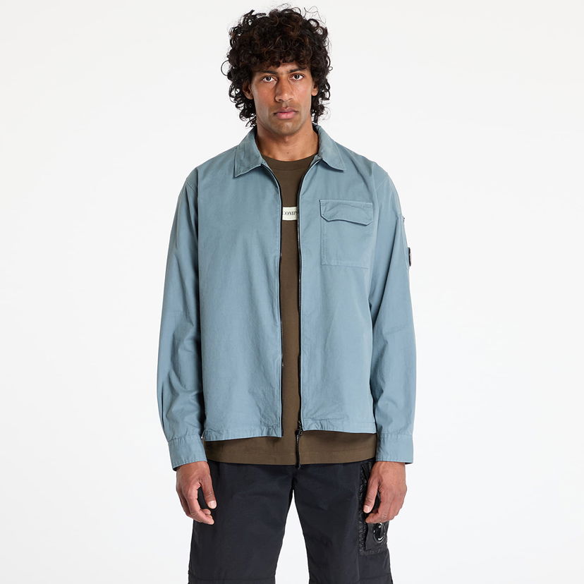 Vjetrovka C.P. Company C.P. Company Organic Gabardine Full Zip Overshirt Plava | 18CMOS124A110143G-872