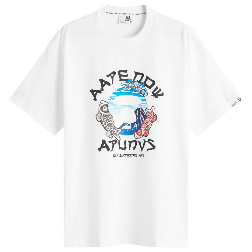 Majica kratkih rukava AAPE by A Bathing Ape AAPE Koi Fish Graphic Tee, Size Large Bijela | AAPTEM1637XX-WHT
