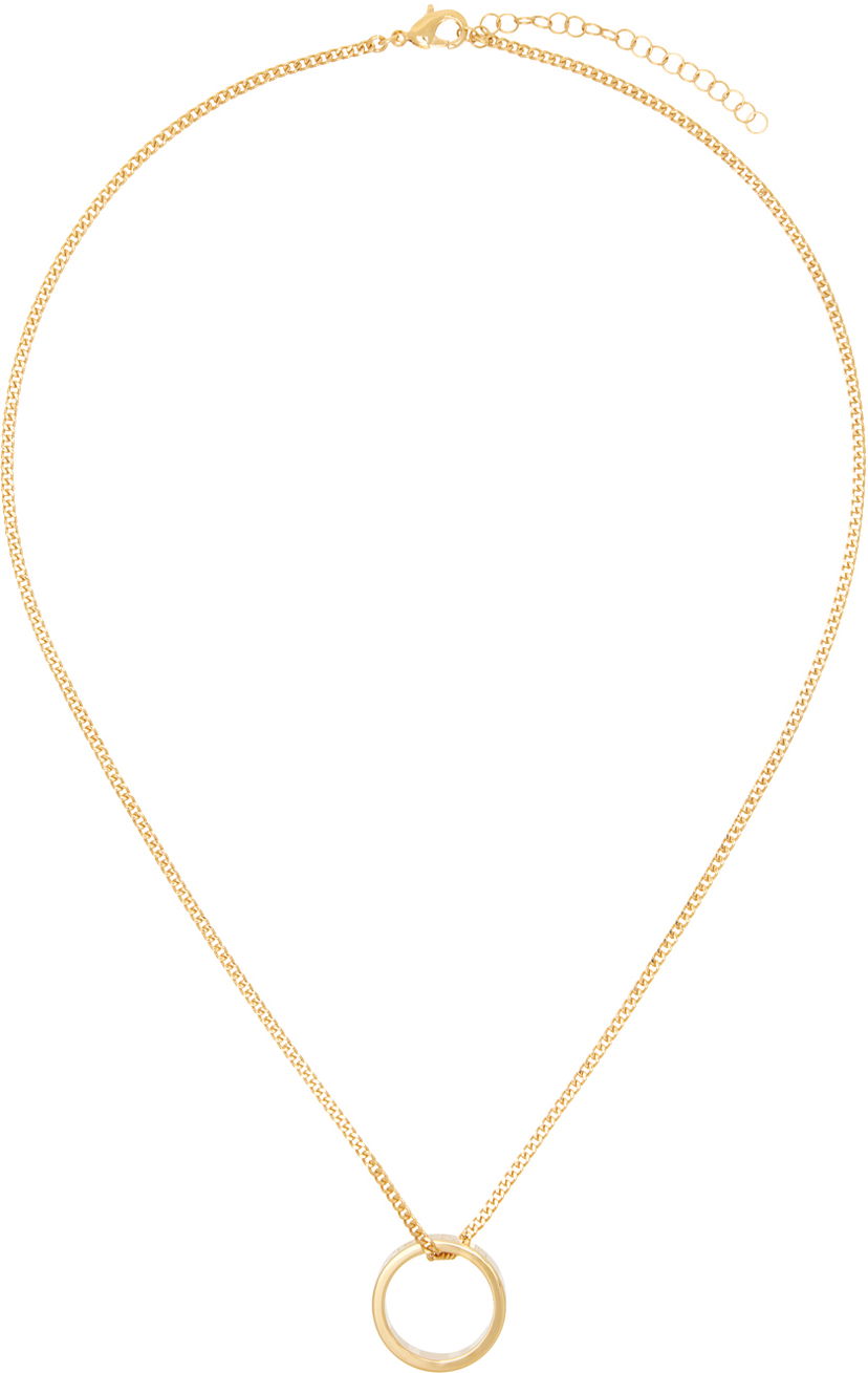 Ogrlica Maison Margiela MM6 Numeric Minimal Signature Pendant Ring Necklace Bež | SM6UU0048 P6469