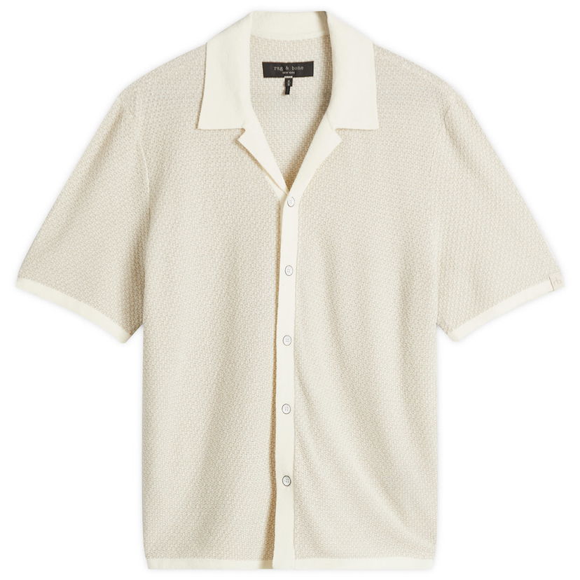 Košulja rag & bone Rag & Bone Avery Zig-Zag Towelling Shirt, Size Large Bijela | MBS25S036YF36-IVO