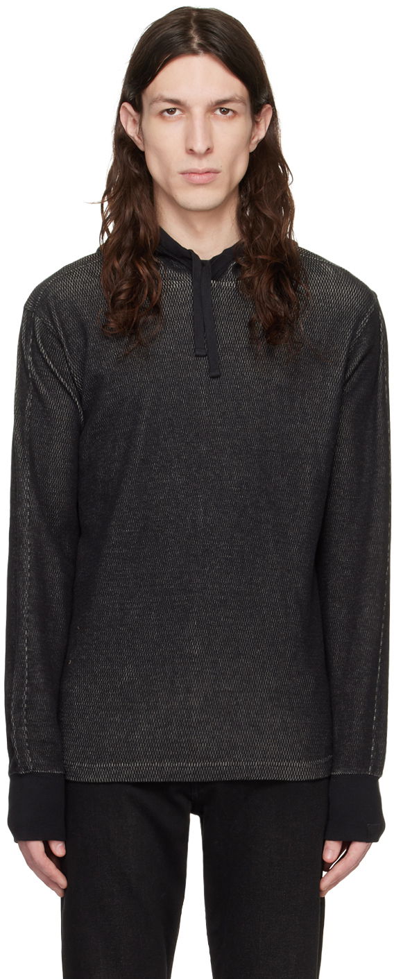 Dukserice rag & bone Collin Textured Knit Hoodie Crna | MBC22HT024JQ24