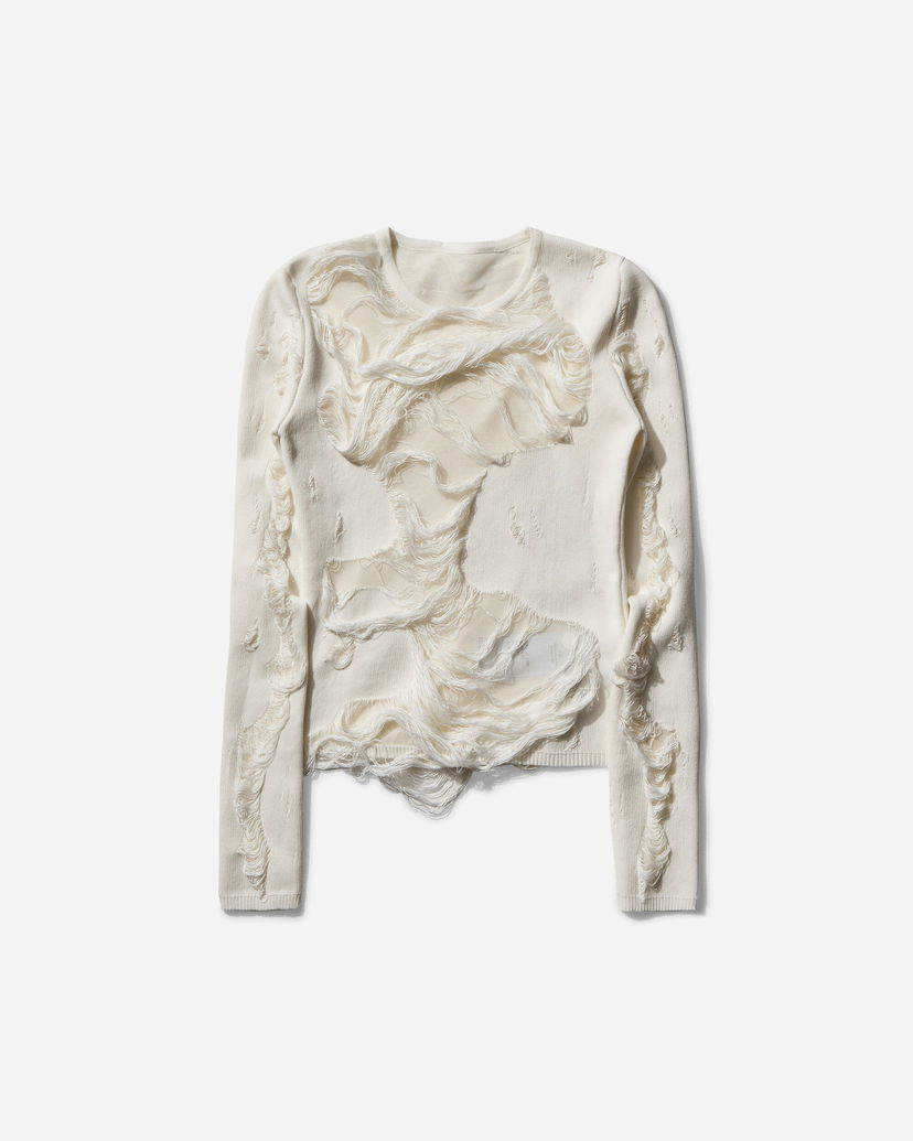 Džemper Maison Margiela Distressed Crewneck Sweater Bijela | S62HL0032 101