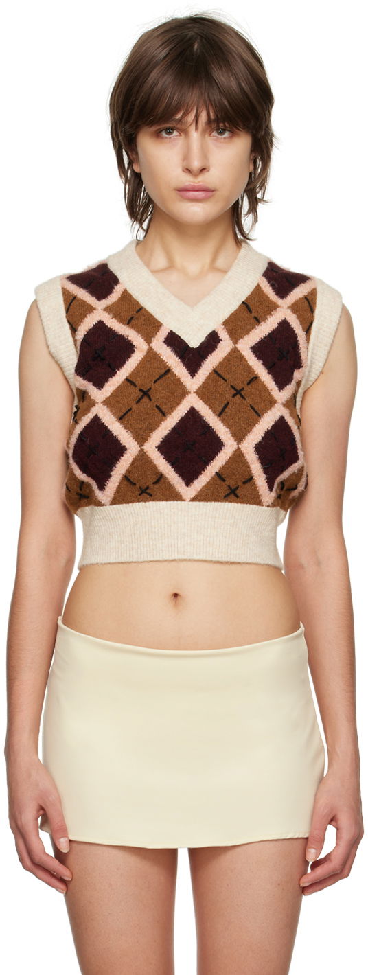 Prsluk GUIZIO Guizio Cardiff Argyle Knit Vest Smeđa | DGS21K904B_BRN