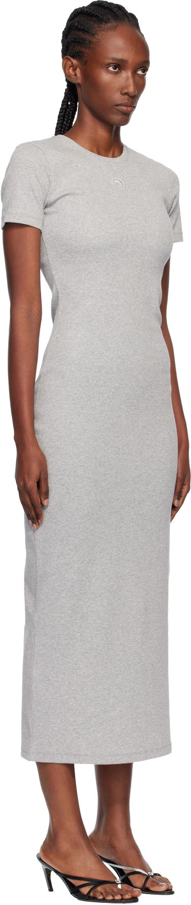 Haljina Marine Serre Marine Serre Moon Logo Ribbed Jersey Tube Maxi Dress Bijela | WDR057A CJER0011, 4