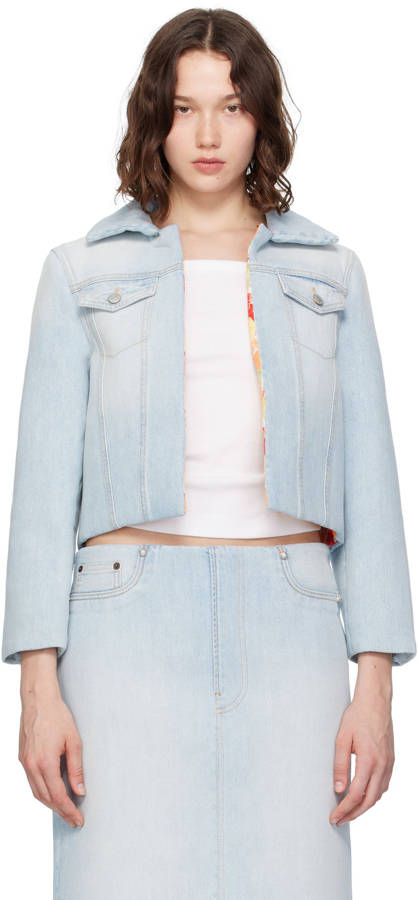 Jakna Acne Studios Acne Studios Padded Cropped Denim Jacket Plava | A90642-