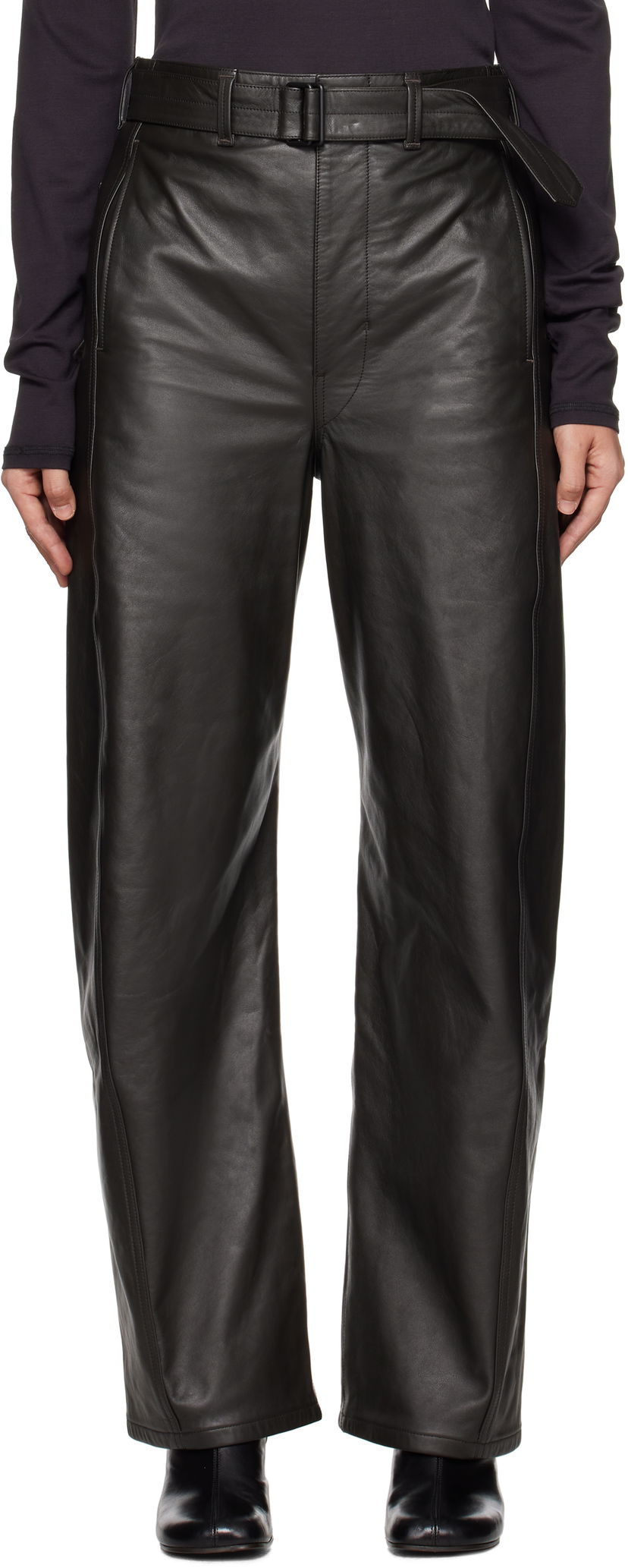Hlače LEMAIRE Twisted Belted Pants Crna | PA1142 LL0095