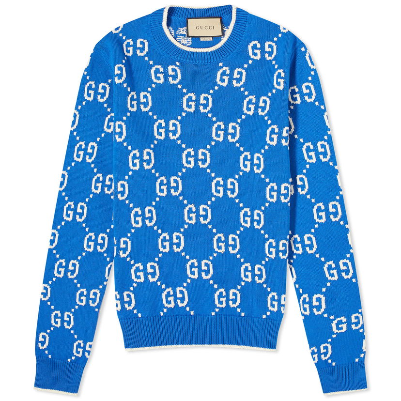 Džemper Gucci Jumbo GG Jacquard Crewneck Plava | 694767-XKCDF-4559