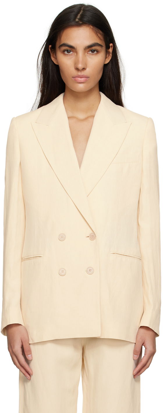 Jakna Stella McCartney Stella McCartney Double-Breasted Blazer Bež | 6500313STA49