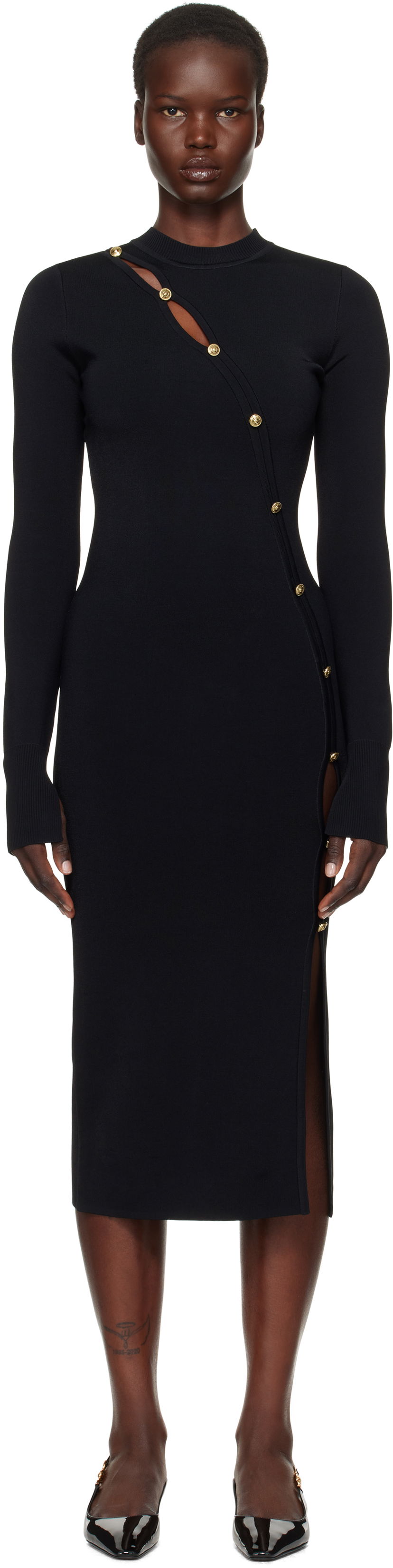 Haljina Versace Cutout Jersey Midi Dress Crna | E77HAOMB3_ECM61H
