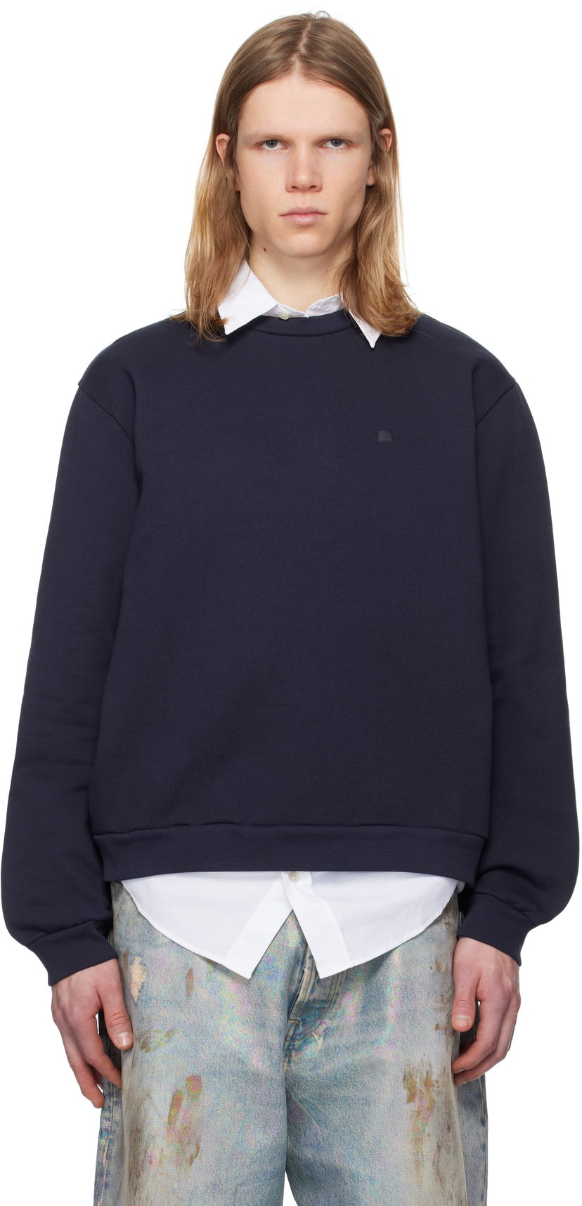 Dukserice Acne Studios Acne Studios Crew Neck Fleece Sweatshirt Tamnoplava | CI0187-