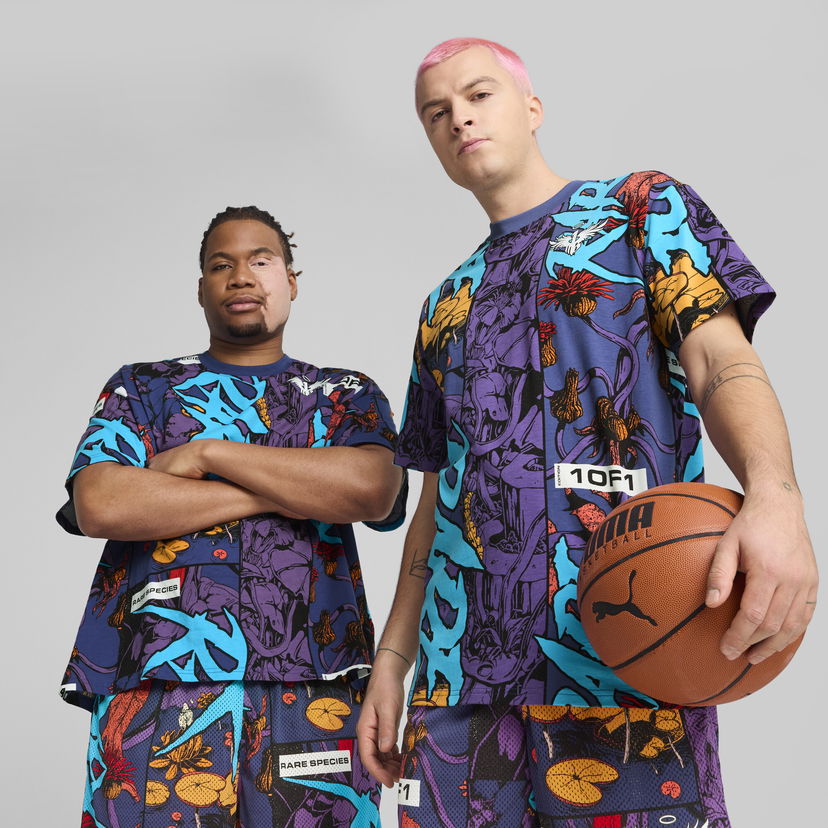 Majica kratkih rukava Puma Melo Phoenix All-Over Print Basketball T-Shirt Ljubičasta | 630757_01