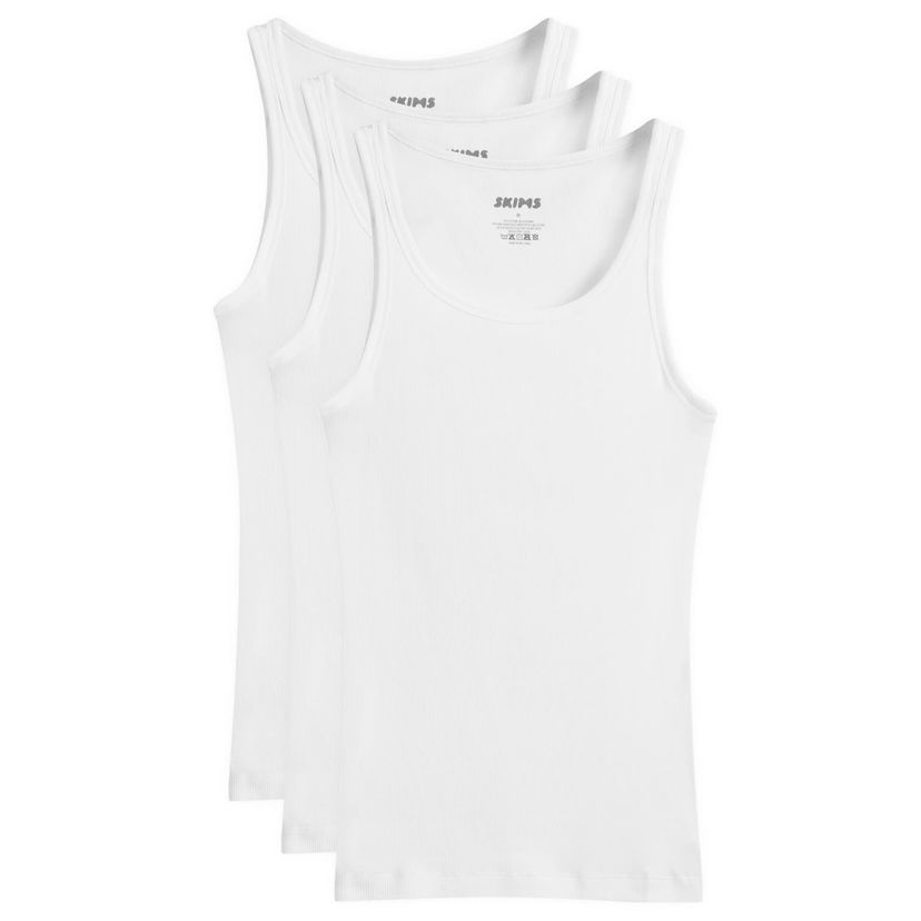 Majica bez rukava SKIMS Ribbed Tank Top - 3-Pack Bijela | TP-TNK-5788M-CH