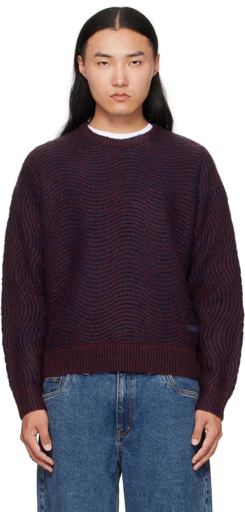 Džemper Dime Dime Mohair Wave Knit Sweater Tamnocrvena | DIMEFA254BUR
