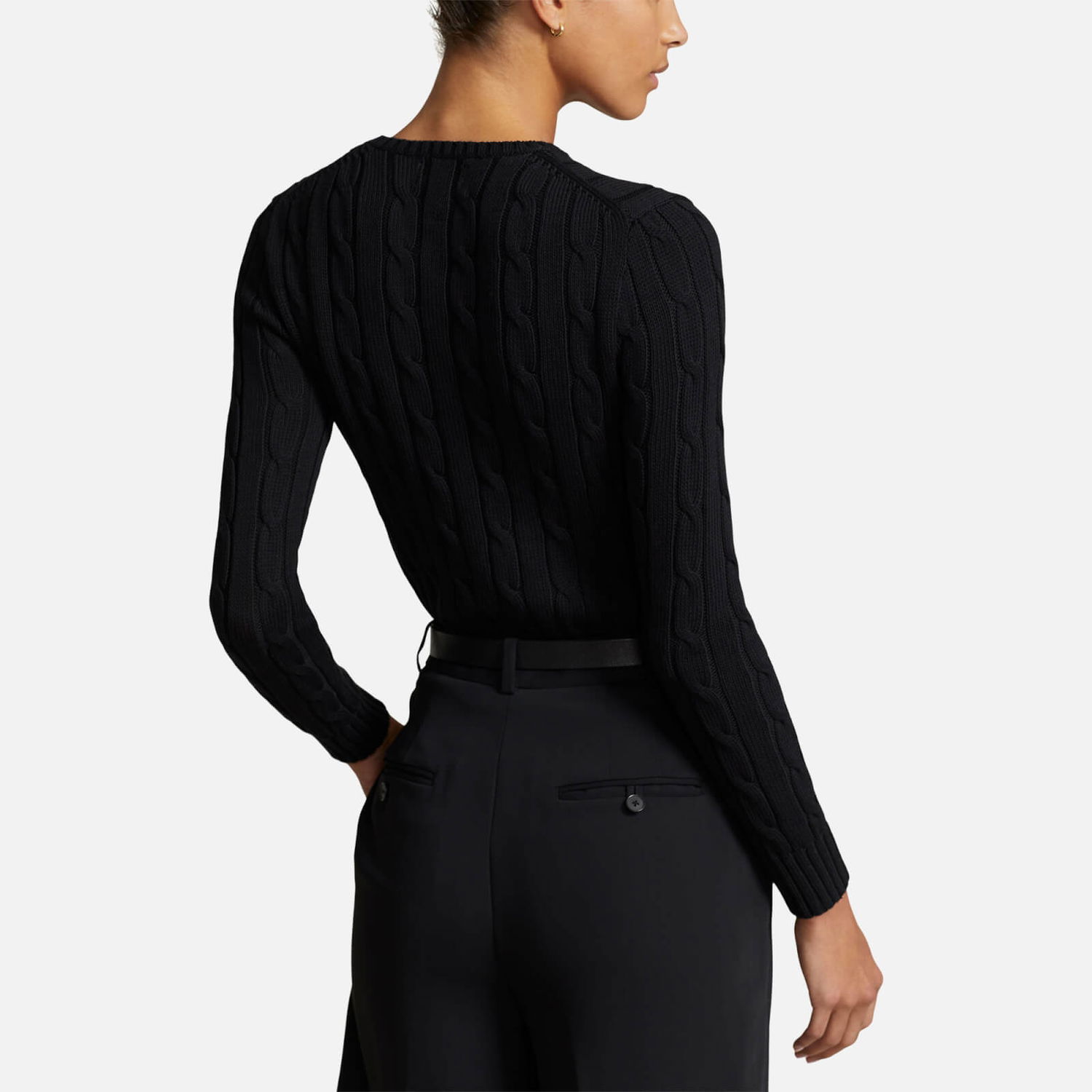 Odjeća i dodaci Polo by Ralph Lauren Polo Ralph Lauren Baumwoll-Rundhalspullover mit Zopfmuster - Black - L Crna | 211891640011, 1