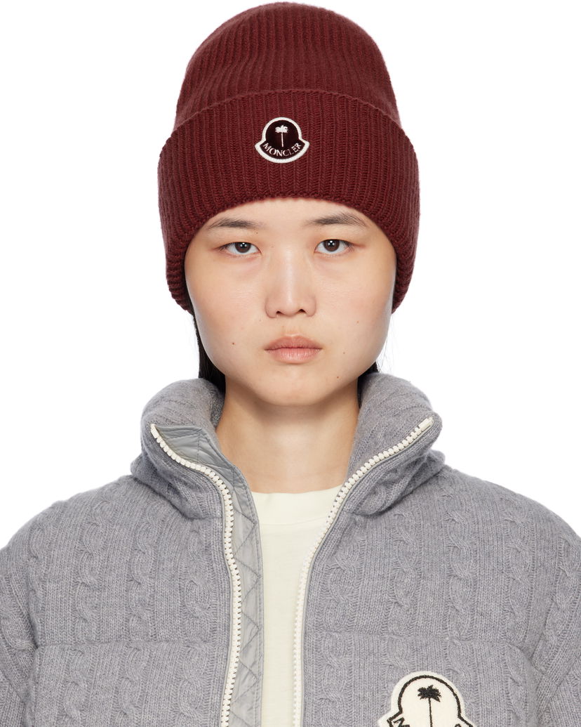 Kapica Moncler Palm Angels x Logo Beanie Tamnocrvena | J209L3B00004M1241