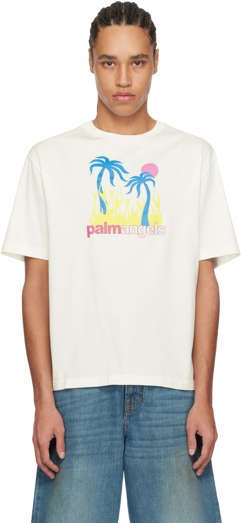 Majica kratkih rukava Palm Angels Palm Angels Burning Oasi Graphic T-Shirt Bijela | PMAA089S25JER0020384