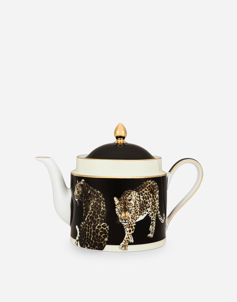 Home decor Dolce & Gabbana Porcelain Teapot with Leopard Print Crna | TC0127TCA39UL018
