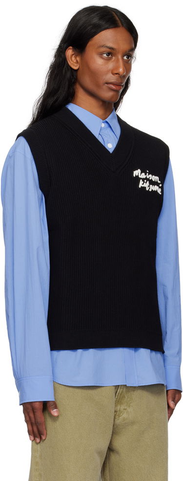 Džemper MAISON KITSUNÉ Maison Kitsuné Handwriting Ribbed Vest Crna | OM00810KT1126, 1