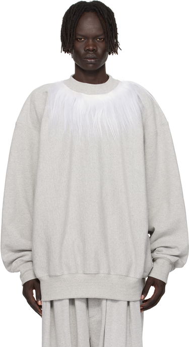 Dukserice HED MAYNER Hed Mayner Fur Trim Sweatshirt Siva | HMMB72006P-HB211, 0