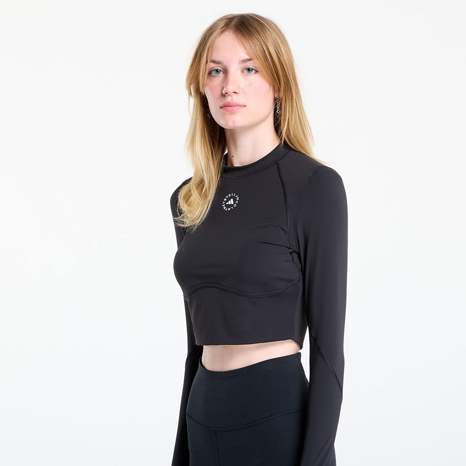 Crop top adidas Performance Stella McCartney Training Longsleeve Crop Black Crna | JW4566, 1