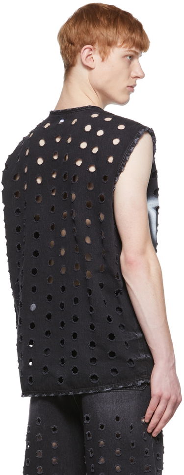 Prsluk We11done Distressed Denim Vest Crna | WD-DV1-22-361-M-WB, 2